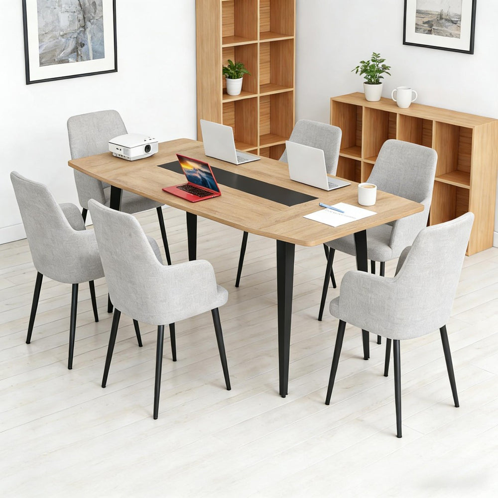 English Elm Industrial Executive Wood Desk with Rustic Brown Veneer for Home Office Workspaces T3971P458697