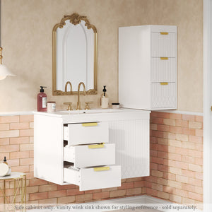 English Elm Wall Mounted Floating Cabinet with Adjustable Height and Modular Design for Custom Bathroom Storage White N710P324099K