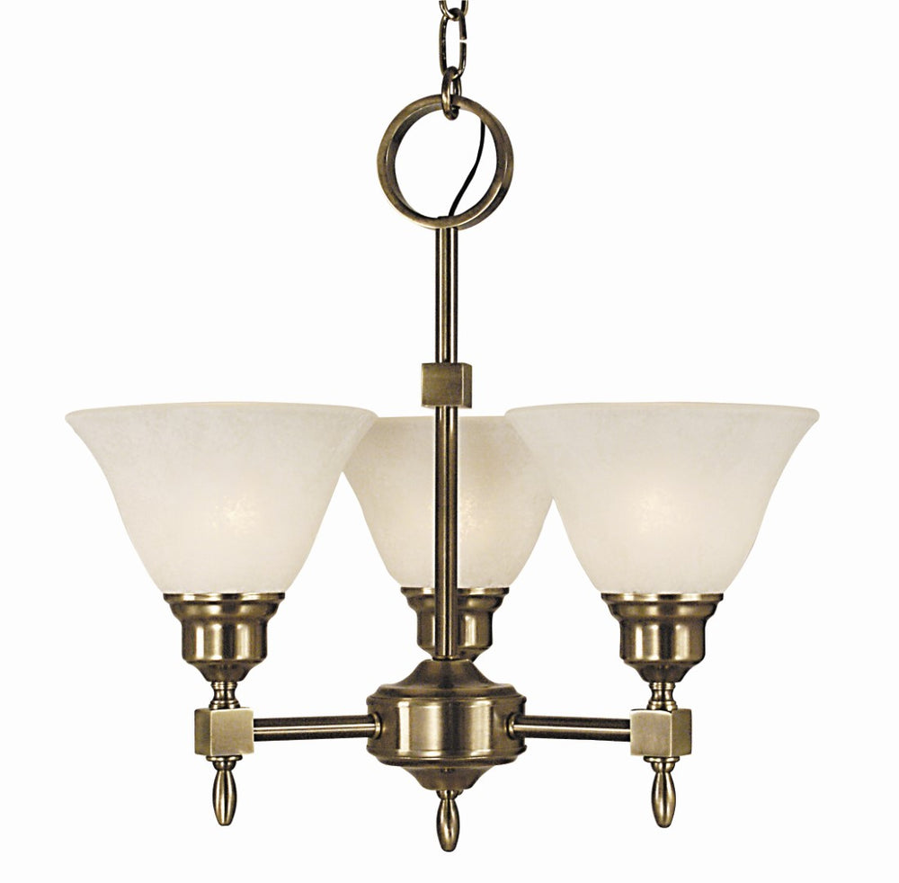 Framburg 3-light Elegant Mini Chandelier – Classic American Design With Timeless Craftsmanship And Glass Options Antique Brass With White Marble Glass Shade Metal 2438 Ab/Wh