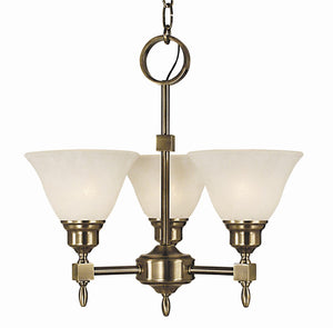 Framburg 3-light Elegant Mini Chandelier – Classic American Design With Timeless Craftsmanship And Glass Options Antique Brass With White Marble Glass Shade Metal 2438 Ab/Wh