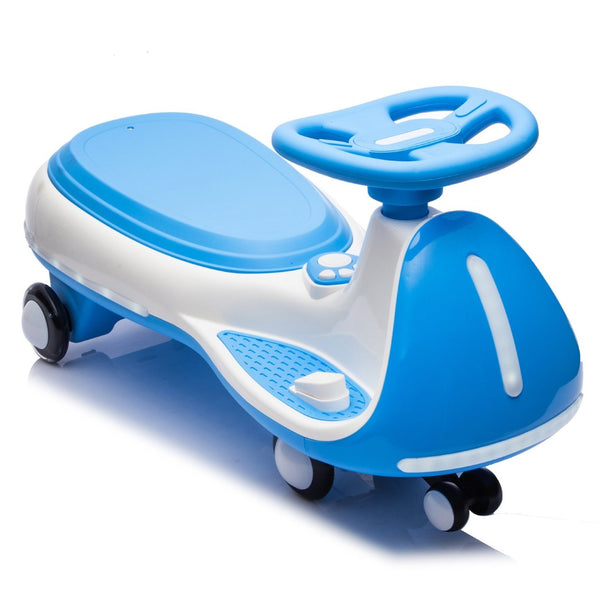 English Elm 12v Kids Ride on Wiggle Car with Dual Motors Led Wheels Bluetooth and Triangular Frame Blue W1578P390194