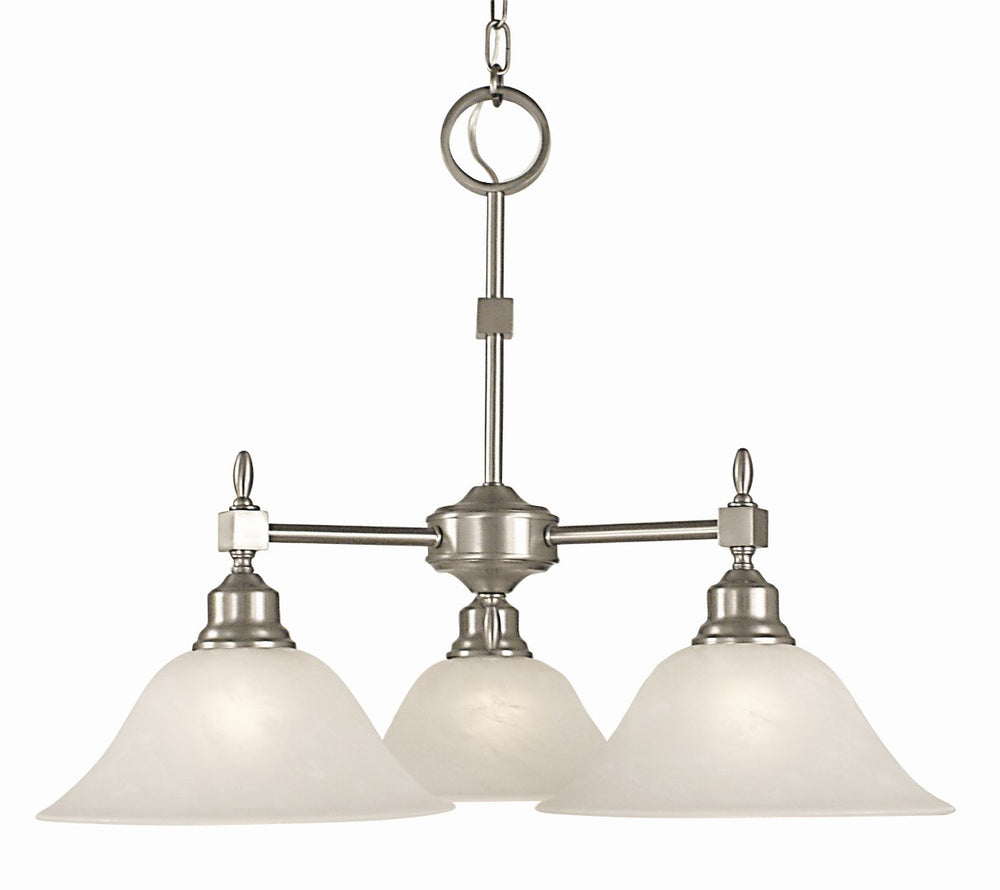 Framburg 3-light Elegant Dinette Chandelier In Antique Brass - Crafted American Quality With Timeless Appeal Brushed Nickel With White Marble Glass Shade Metal 2439 Bn/Wh