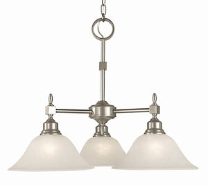 Framburg 3-light Elegant Dinette Chandelier In Antique Brass - Crafted American Quality With Timeless Appeal Brushed Nickel With White Marble Glass Shade Metal 2439 Bn/Wh