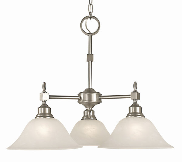 Framburg 3-light Elegant Dinette Chandelier In Antique Brass - Crafted American Quality With Timeless Appeal Brushed Nickel With White Marble Glass Shade Metal 2439 Bn/Wh