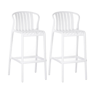 English Elm Outdoor Stackable Armless Barstools Set of 2 Uv Resistant Slat Back Patio Seating White N780P199452W