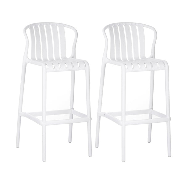 English Elm Outdoor Stackable Armless Barstools Set of 2 Uv Resistant Slat Back Patio Seating White N780P199452W