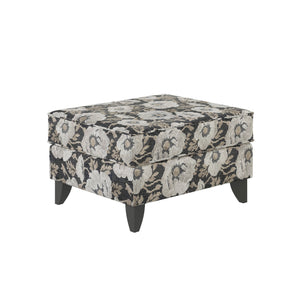 Fusion Argo Ash Bloom Carbon Ottoman - Stylish Floral Accent With Durable Fabric & Coffee Finish Legs Multi Ws ,100% Polyester 243 Bloom Carbon Ottoman