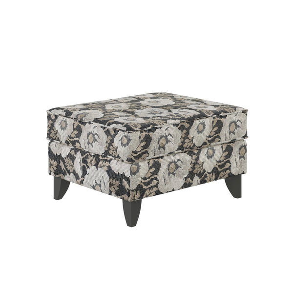 Fusion Argo Ash Bloom Carbon Ottoman - Stylish Floral Accent With Durable Fabric & Coffee Finish Legs Multi Ws ,100% Polyester 243 Bloom Carbon Ottoman