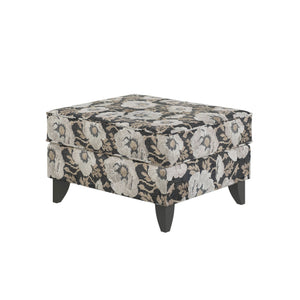 Fusion Argo Ash Bloom Carbon Ottoman - Stylish Floral Accent With Durable Fabric & Coffee Finish Legs Multi Ws ,100% Polyester 243 Bloom Carbon Ottoman