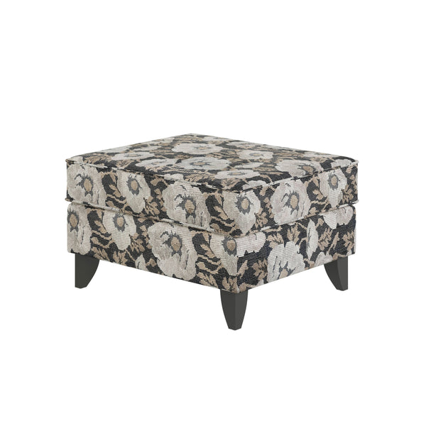 Fusion Argo Ash Bloom Carbon Ottoman - Stylish Floral Accent With Durable Fabric & Coffee Finish Legs Multi Ws ,100% Polyester 243 Bloom Carbon Ottoman