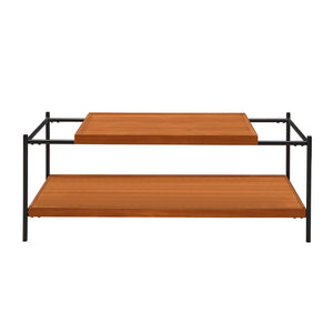 English Elm Rectangular Modern Coffee Table with Wood Top and Metal Frame, Two-Tone Finish for Stylish Living Black,Brown Oak B016P312862
