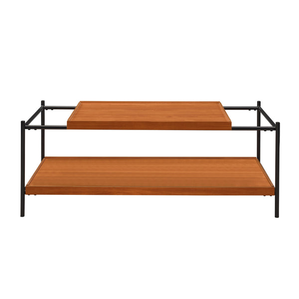 English Elm Rectangular Modern Coffee Table with Wood Top and Metal Frame, Two-Tone Finish for Stylish Living Black,Brown Oak B016P312862