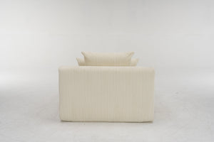 English Elm Oversized corduroy chaise lounge with ottoman, plush boneless sofa, ergonomic pillows for relaxing comfort Beige W1901P278402