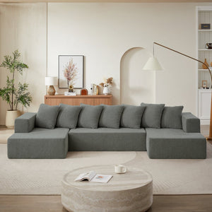 English Elm Chenille Modular U-shaped Sectional Sofa Plush Cloud Seating for Living Room W2339S00016