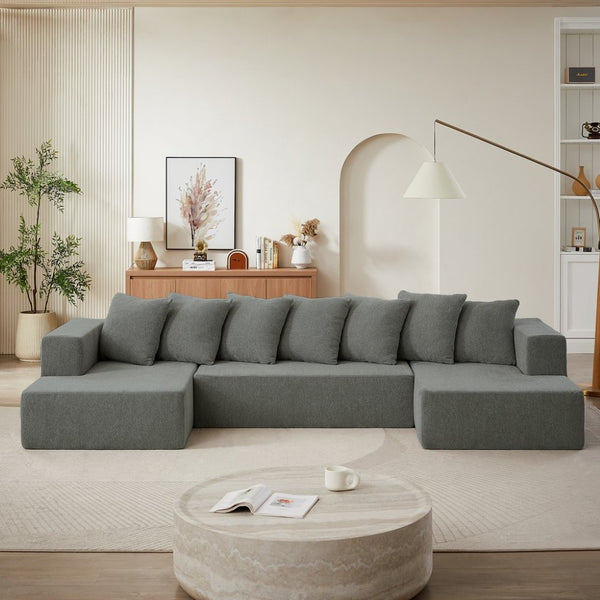 English Elm Chenille Modular U-shaped Sectional Sofa Plush Cloud Seating for Living Room W2339S00016