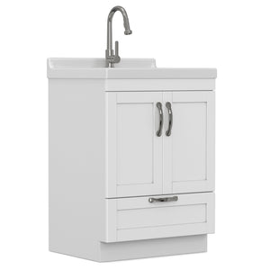 English Elm Hennessy Shaker Style Laundry Sink Cabinet with Deep Abs Basin and Nickel Hardware B136P427208