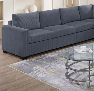English Elm Modern 4-Piece Corduroy L-Shaped Sectional Sofa with Console, Cup Holders, USB Port, Plush Seating Dark Gray 53.5 L x 39 W x 27 H B011S01752
