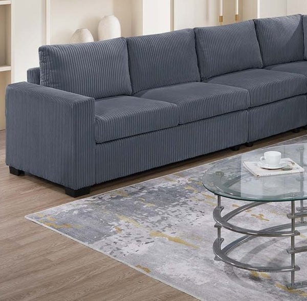 English Elm Modern 4-Piece Corduroy L-Shaped Sectional Sofa with Console, Cup Holders, USB Port, Plush Seating Dark Gray 53.5 L x 39 W x 27 H B011S01752