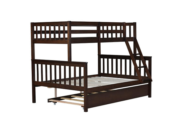 English Elm Twin Over Full Bunk Bed With Trundle - Convertible, Detachable Design In Espresso Finish, Space-Saving W504S00188-GIGA