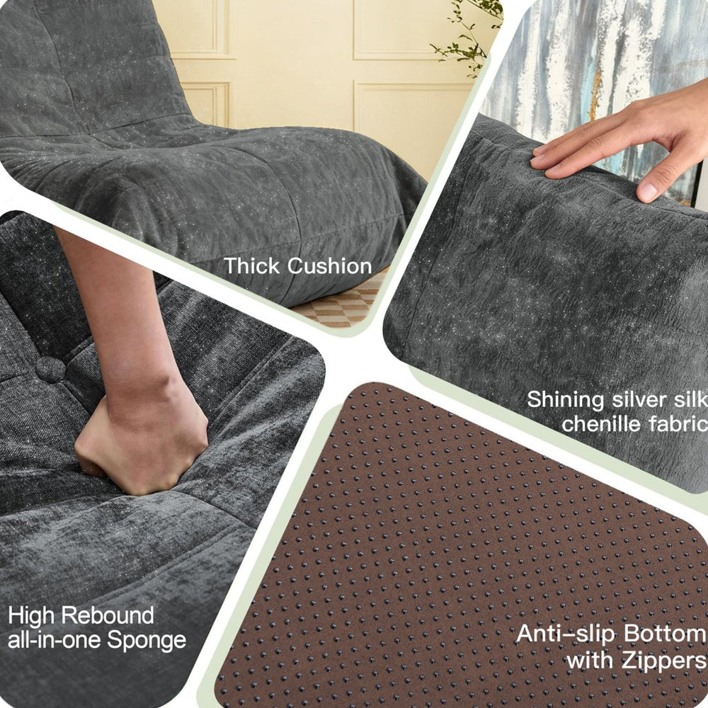 English Elm Ftmmc-huangse Chenille Bean Bag Chair Ergonomic Full Body Support Lounge Seat Warm Grey W3737P423389