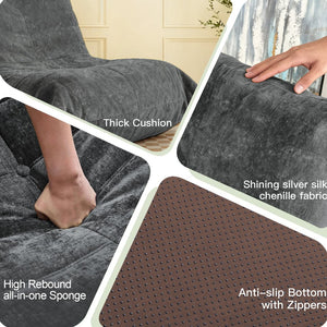 English Elm Ftmmc-huangse Chenille Bean Bag Chair Ergonomic Full Body Support Lounge Seat Warm Grey W3737P423389