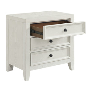 English Elm Wallace & Bay - White 3-Drawer Nightstand with Framed Drawer Fronts & Metal Knobs, Rich Finish, Compact Storage B2709P406272
