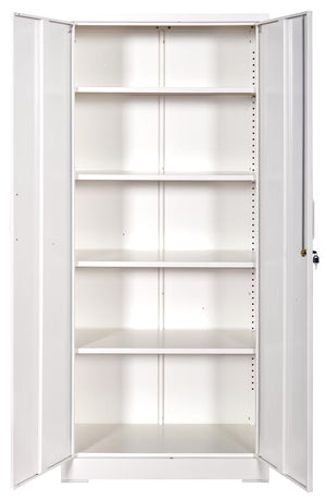 English Elm Container Furniture Direct Ironclad Steel Locking Cabinet with Adjustable Shelves for Garage Cream White B2735P461946