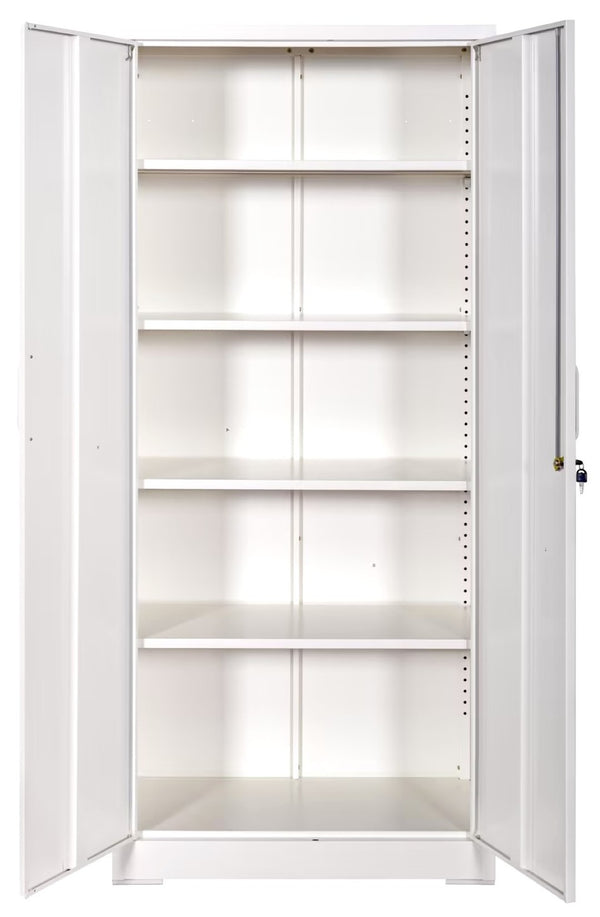 English Elm Container Furniture Direct Ironclad Steel Locking Cabinet with Adjustable Shelves for Garage Cream White B2735P461946
