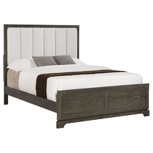 English Elm Pierce Eastern King Panel Bed with Led Lighting and Gloss Diamond Embossed Headboard B062S01539
