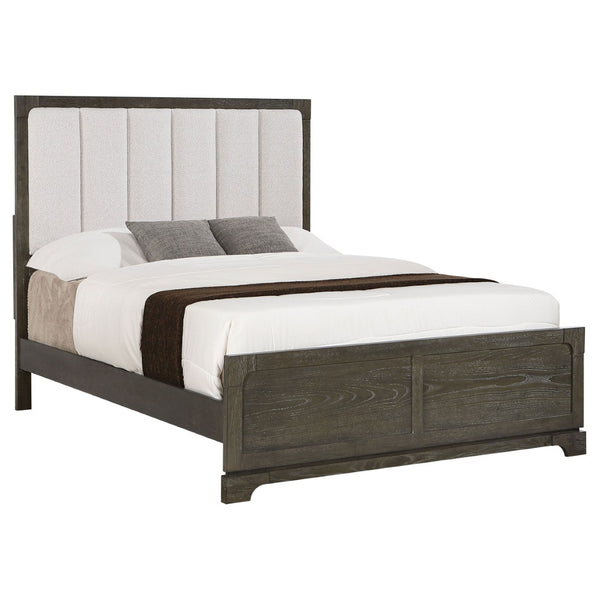 English Elm Pierce Eastern King Panel Bed with Led Lighting and Gloss Diamond Embossed Headboard B062S01539