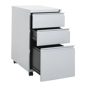 OSP Home Furnishings 22" Mobile Pedestal with Locking Drawers Full Extension Ball Bearing Slides Office Filing PTC22BBF-SV