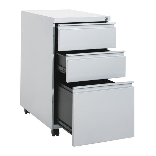 OSP Home Furnishings 22" Mobile Pedestal with Locking Drawers Full Extension Ball Bearing Slides Office Filing PTC22BBF-SV