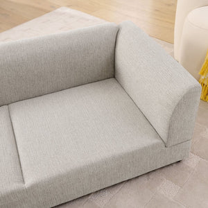English Elm Comfortable Linen Upholstered Pet Sofa with Backrest and Armrests for Large Dogs Beige W487P430318
