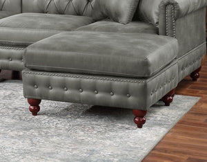 English Elm Slate Gray Modular 4-Piece Sectional Sofa Set With Reversible Loveseats, Ottomans & Tufted Pillows B011S01331-GIGA