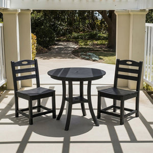 English Elm Antique Finish Outdoor Bistro Set Round Table Compact Patio Seating for Balconies Black W3566S00036
