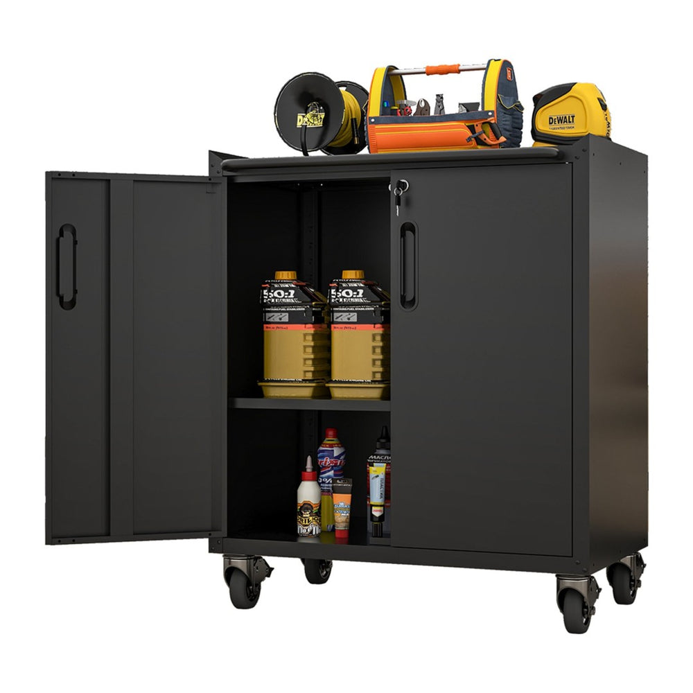 English Elm Heavy-duty Steel Garage Cabinet on Wheels with Locking Doors and Adjustable Shelves T2398P223005