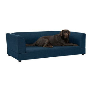 English Elm Comfortable Linen Upholstered Pet Sofa with Backrest and Armrests for Large Dogs Dark Blue W487P430319