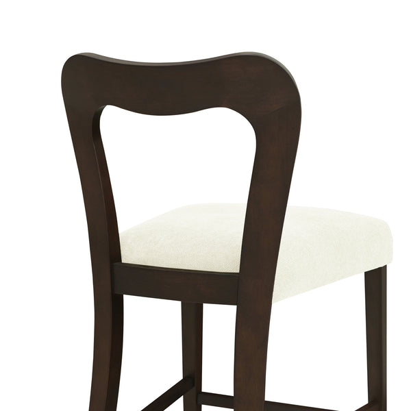 English Elm Christopher Knight Home® - Counter Stool with Curved Ergonomic Back, Solid Rubberwood Frame and Plush Upholstered Seat for Comfort Beige,Dark Brown N771P254008O