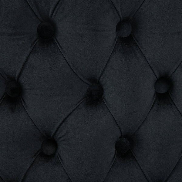 English Elm Velvet Double Dining Loveseat Bench - Chic Mid-Century Modern Velvet Seating For Two, Black W1143P362521-GIGA