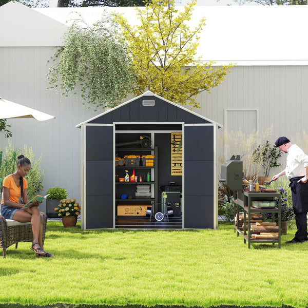 English Elm Campcraft 8x8 Ft Resin Storage Shed Thick Pp Panels Lockable Door Uv Resistant Outdoor W1598S00024