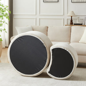 English Elm Nesting Foam Upholstered Round Coffee Tables Set of 2 — No Assembly, Multipurpose Ottoman Side Table Beige W834P326382