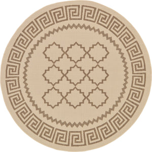 Unique Loom Outdoor Trellis Stars Machine Made Geometric Rug Beige, Brown 6' 1" x 6' 1"