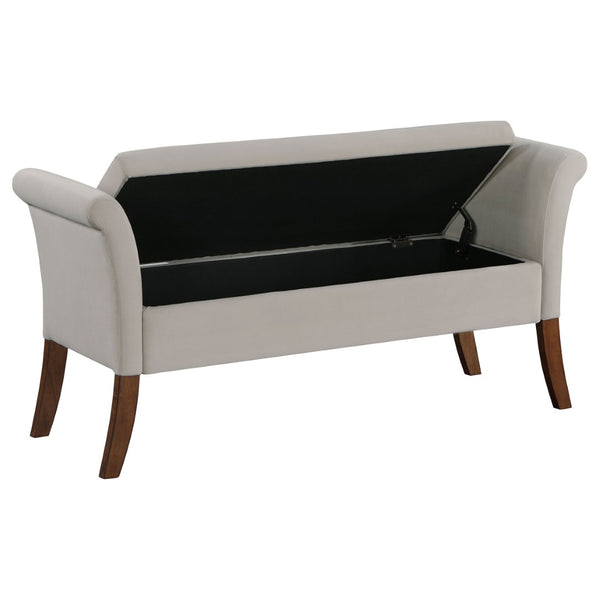 English Elm Pasley Velvet Button Tufted Rolled Arm Lift Top Storage Bench for Bedroom Entryway Beige B062P441161