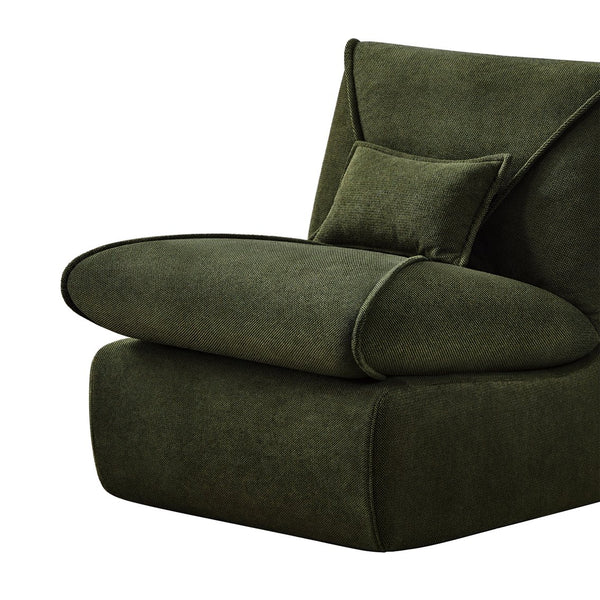 English Elm Compressed Lounge Chair with Ottoman - Space-Saving Chenille Upholstered Sofa, High-Density Foam Comfort Green W1036P251828