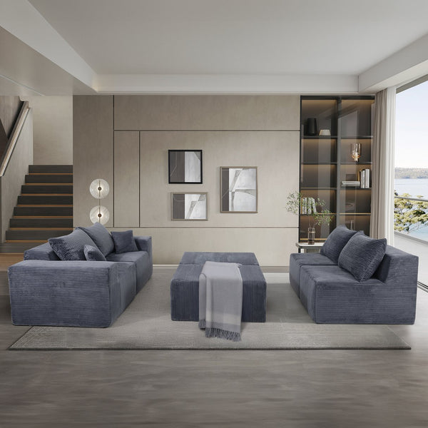 English Elm 6-Piece Modular U-Shaped Sectional Sofa with Chaise Convertible Corduroy Comfort and Secure Base Gray W3163S00039