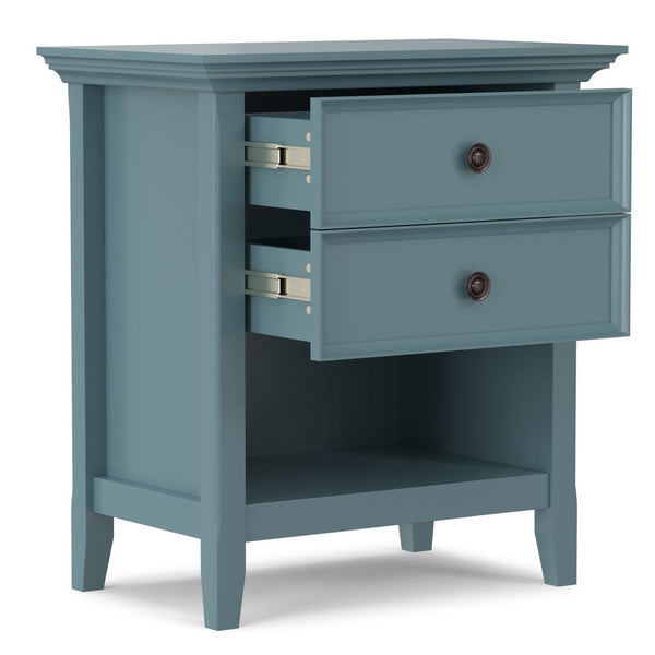 English Elm Amherst French Blue Solid Wood Nightstand with Open Shelf and Bronze Hardware B136P488703