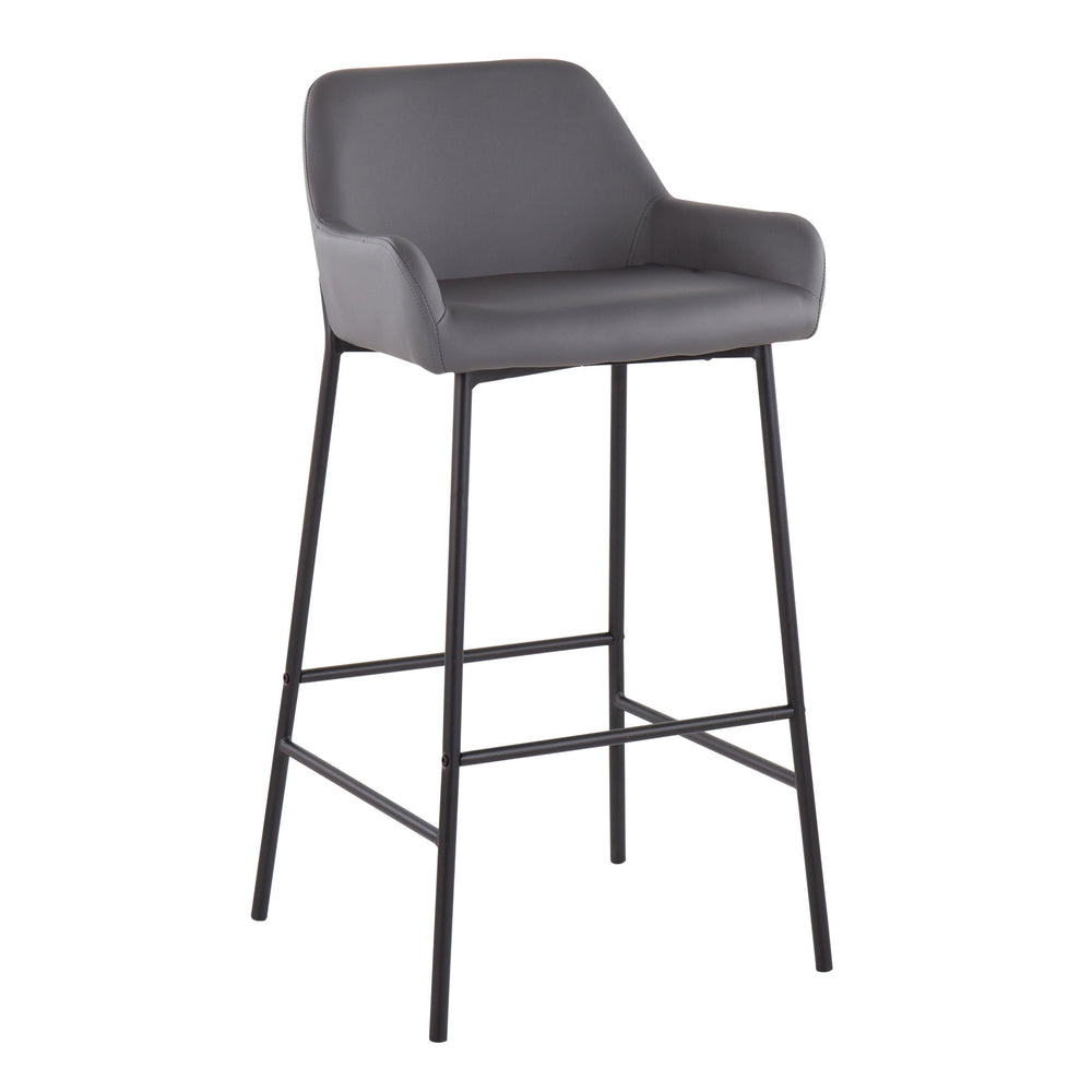 English Elm Daniella Industrial Bar Stool Set - Black Metal & Grey Faux Leather, Stylish Comfort For Small Spaces B202S00536