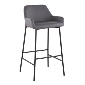 English Elm Daniella Industrial Bar Stool Set - Black Metal & Grey Faux Leather, Stylish Comfort For Small Spaces B202S00536