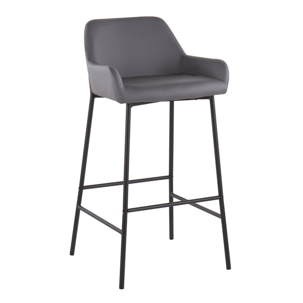English Elm Daniella Industrial Bar Stool Set - Black Metal & Grey Faux Leather, Stylish Comfort For Small Spaces B202S00536