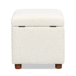 English Elm Jennifer Taylor Home - Ivory 18" Boucle Storage Cube Ottoman with Hinged Lid, Plush Sherpa Texture, Durable Kiln-Dried Frame B2719P238156